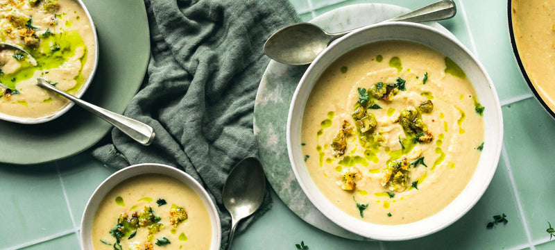 White Bean and Parsnip Soup with Herby Croutons
                              and Parsley Oil